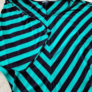 Green and Black Striped Top